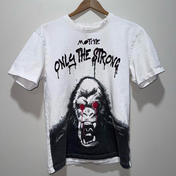 Other - White Graphic T-Shirt with Gorilla Print